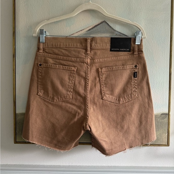 MODERN AMERICAN The Highland Shorts Brown Denim Raw Hem Shorts In Tobacco Sz 27 - Picture 5 of 6